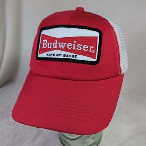 Budweiser King of Beers Trucker Hat Patch Adjustable Snapback Mesh Back Cap